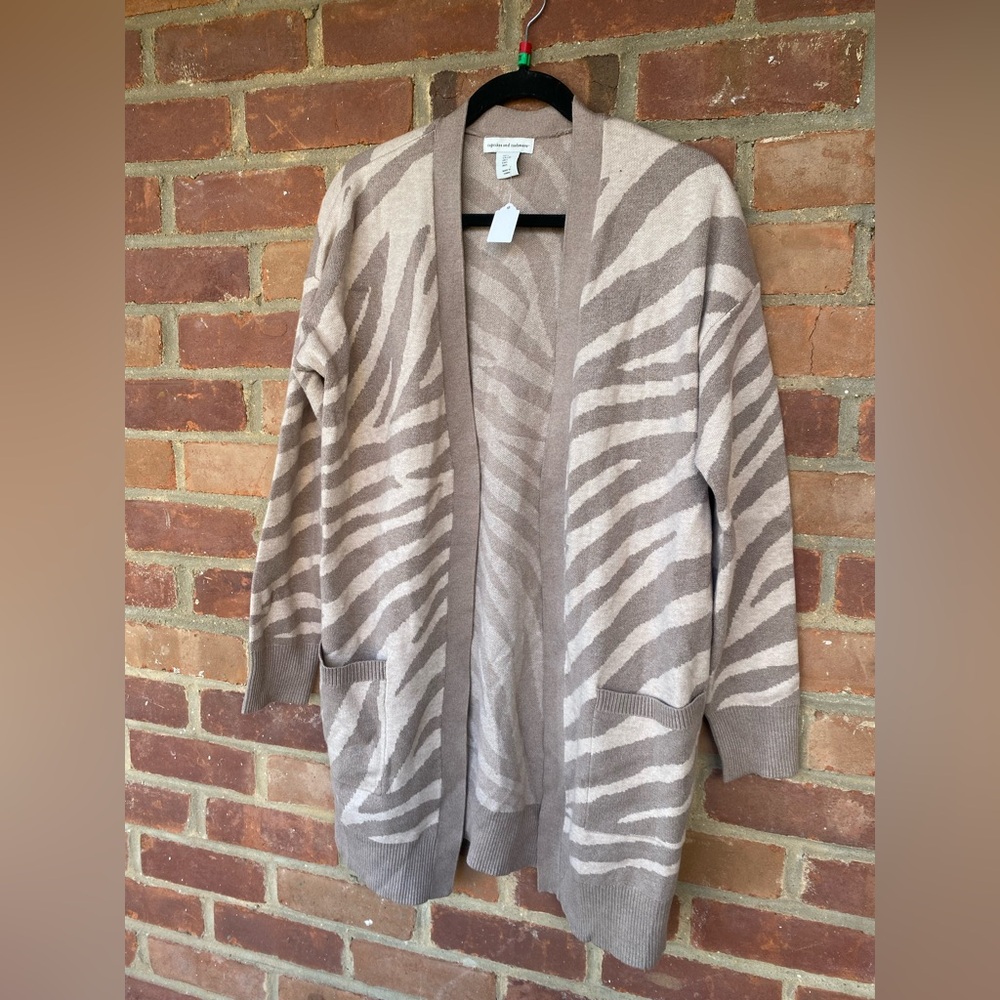 Cupcakes and Cashmere Zebra Print Cardigan Sweater